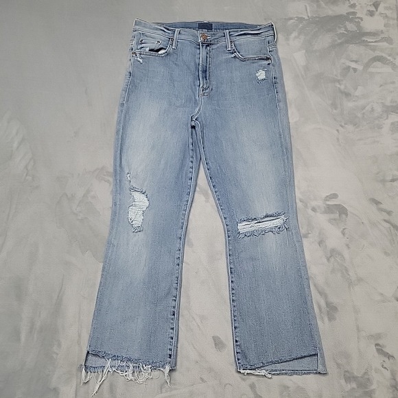 MOTHER Denim - Mother Jeans Womens 31 Blue Insider Crop Step Fray Chatterbox Made In USA